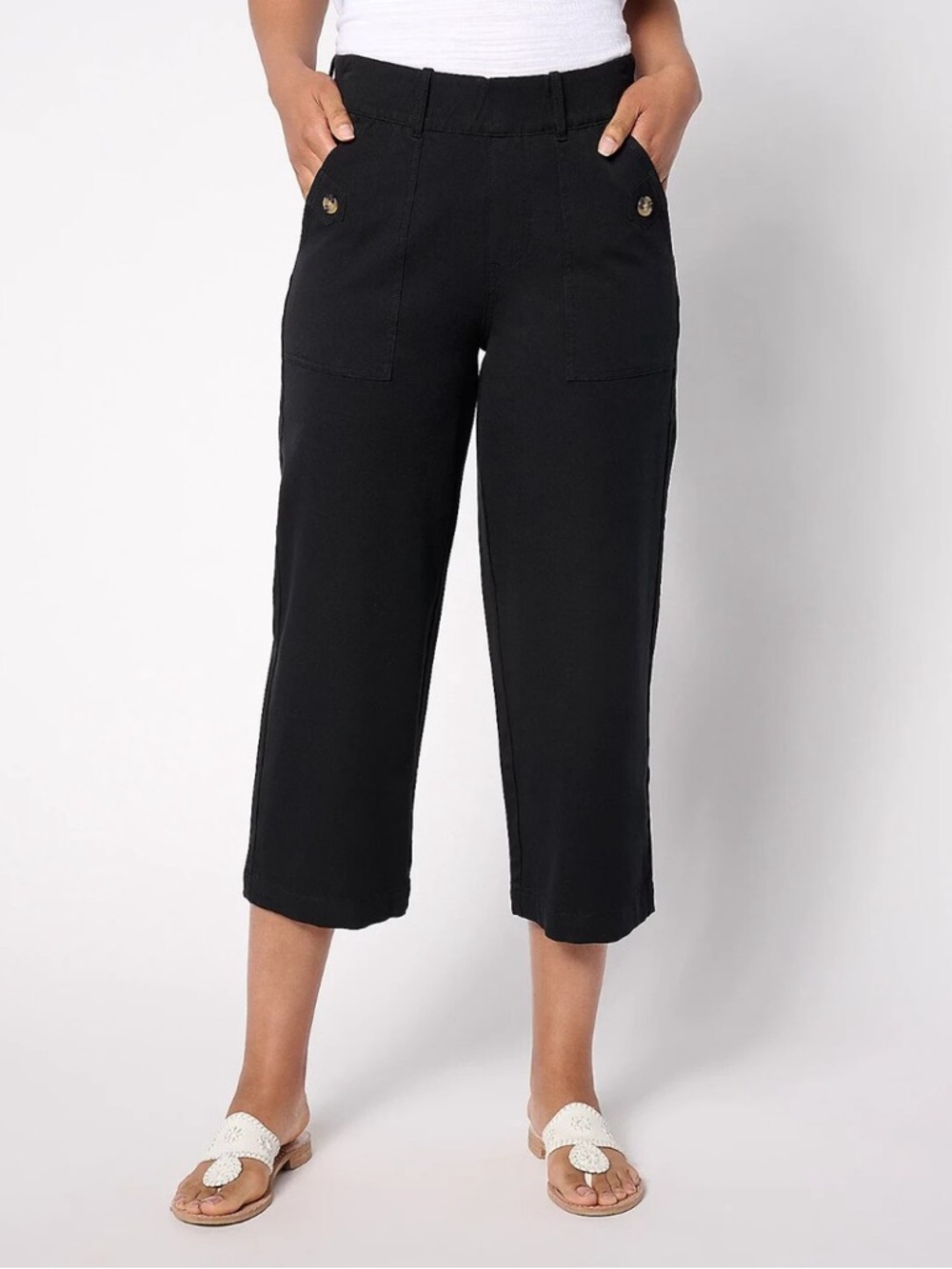 Black Pull On Crop Pants